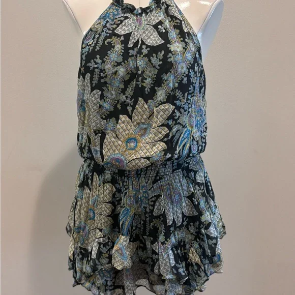 Ramy Brook Black Forrest Paisley Printed Mini Dress Small - Picture 4 of 6